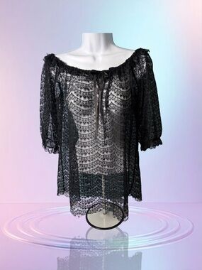 Amscan Ladies Black Lace Top Size Large